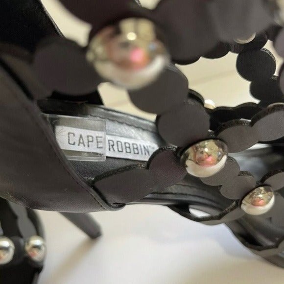 Cape Robbin Black Studded Heels Shoes #9 - Picture 4 of 8